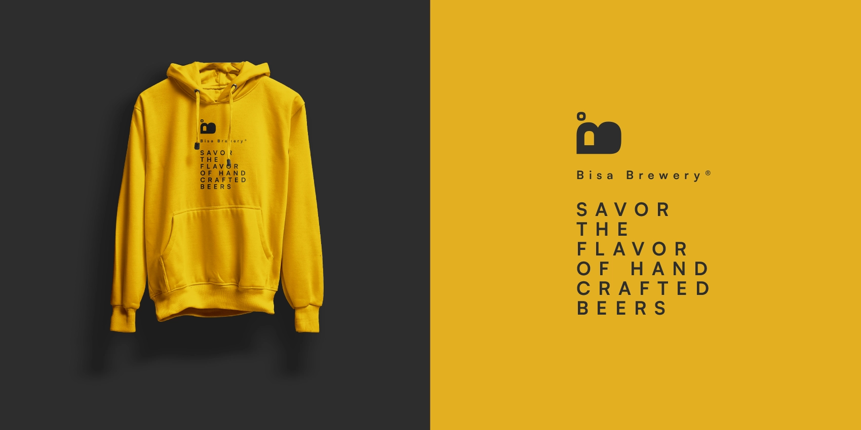 Bisa Brewery - Yellow Hoodie, front - Created by Milena Stanisavljevic, Web and Graphic Designer at miletart.com