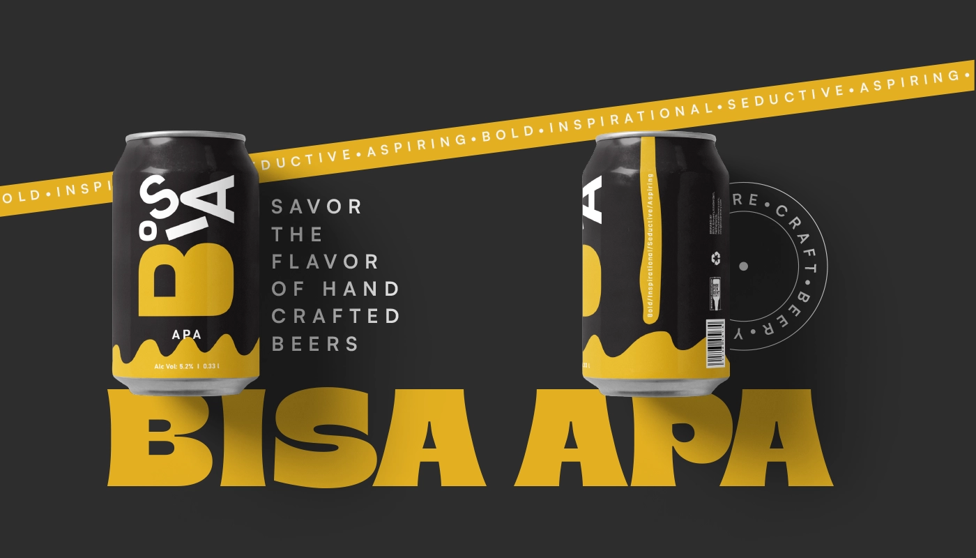 Bisa Brewery - Can presentation, front and right side with technical information - Bisa APA Craft Beer - Created by Milena Stanisavljevic, Web and Graphic Designer at miletart.com