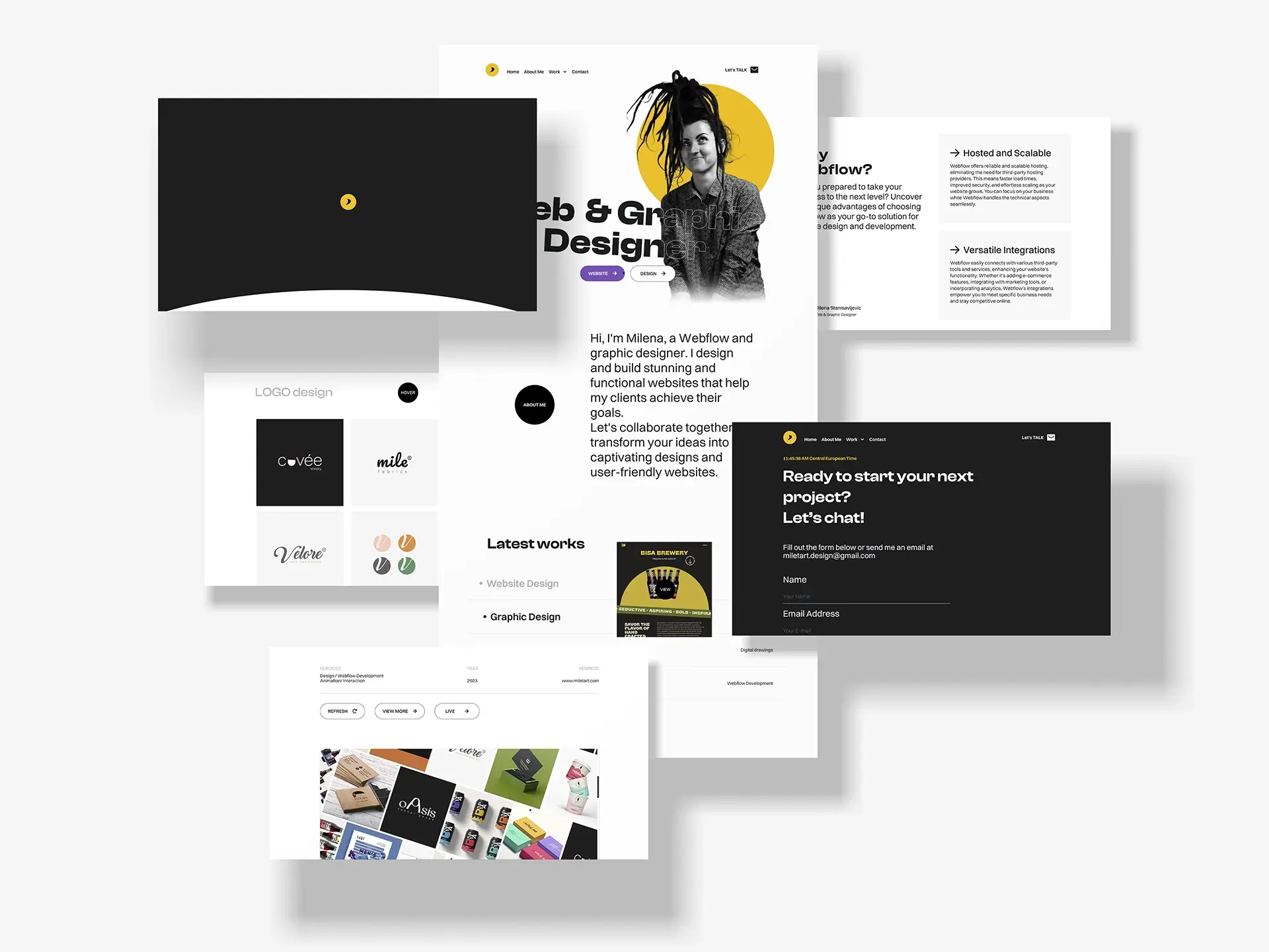 Winmiletart.com - personal portfolio - multi page desktop preview. Created by Milena Stanisavljevic, Web and Graphic Designer at miletart.com