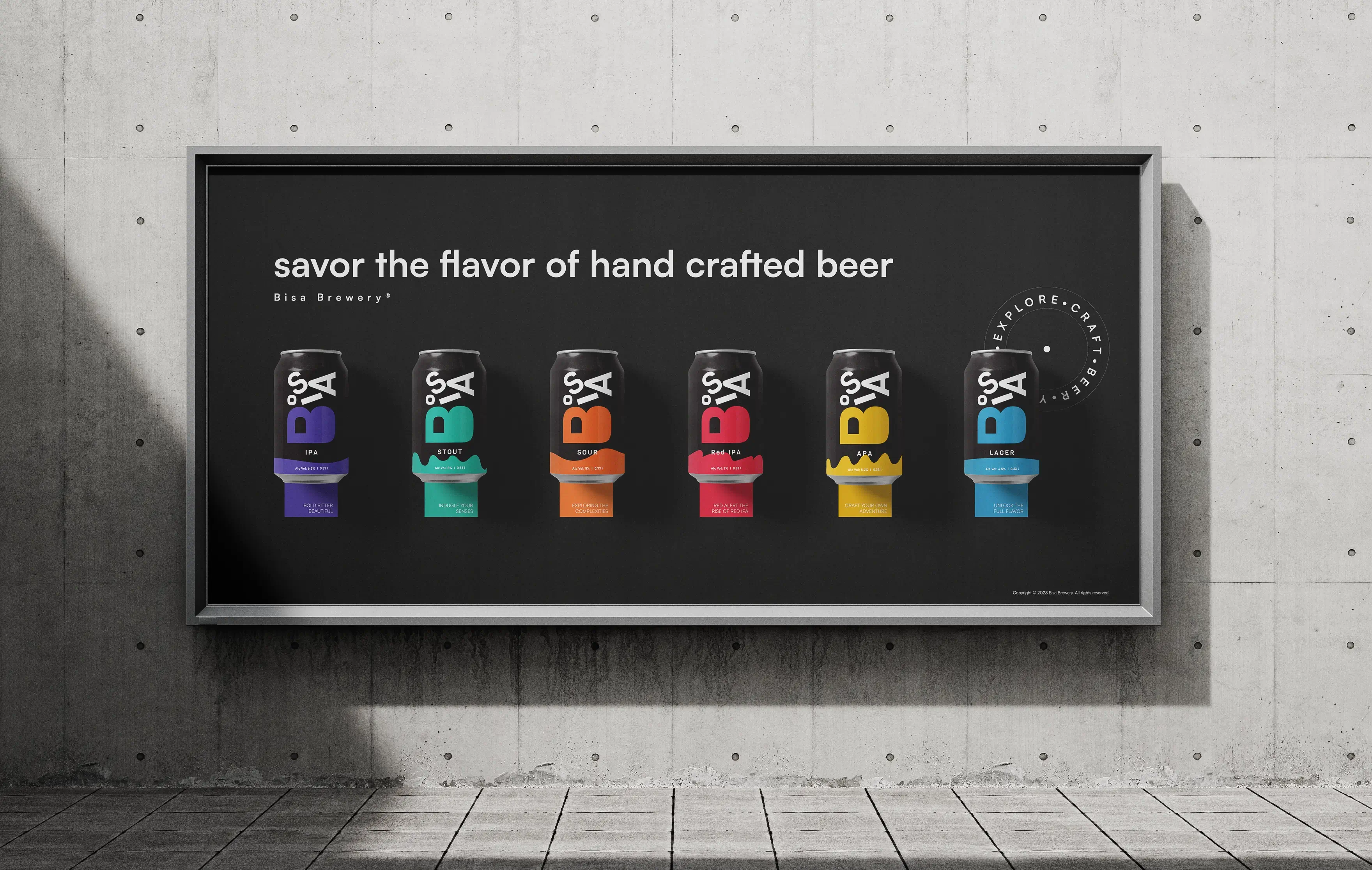 Bisa Brewery - Billboard, beer tastes, Cans in different colors - Created by Milena Stanisavljevic, Web and Graphic Designer at miletart.com
