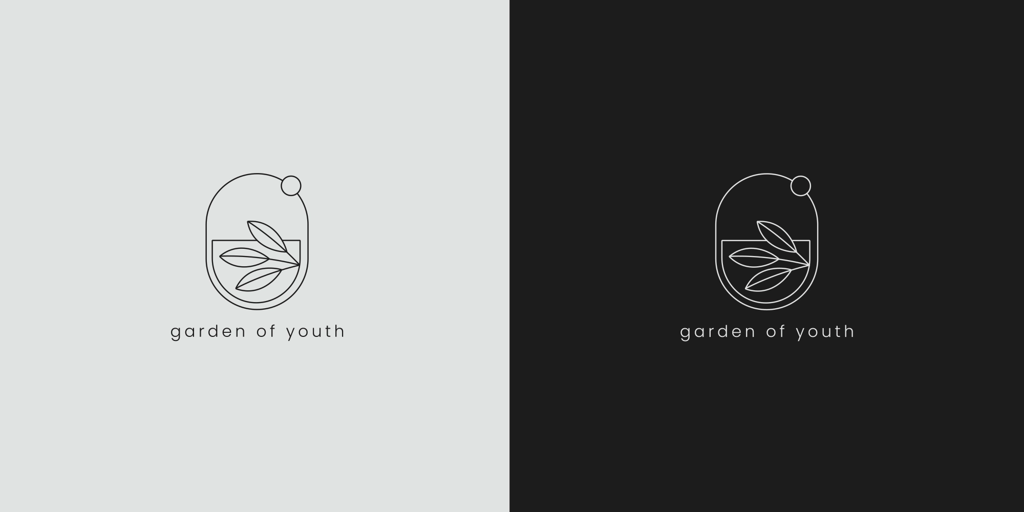 Garden of youth, logo design - black and white versions. Created by Milena Stanisavljevic, Web and Graphic Designer at miletart.com